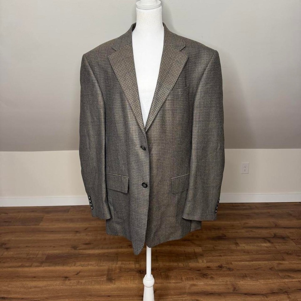 Oscar de la Renta 42R Wool Cashmere Sport Coat Blazer Houndstooth quiet luxury